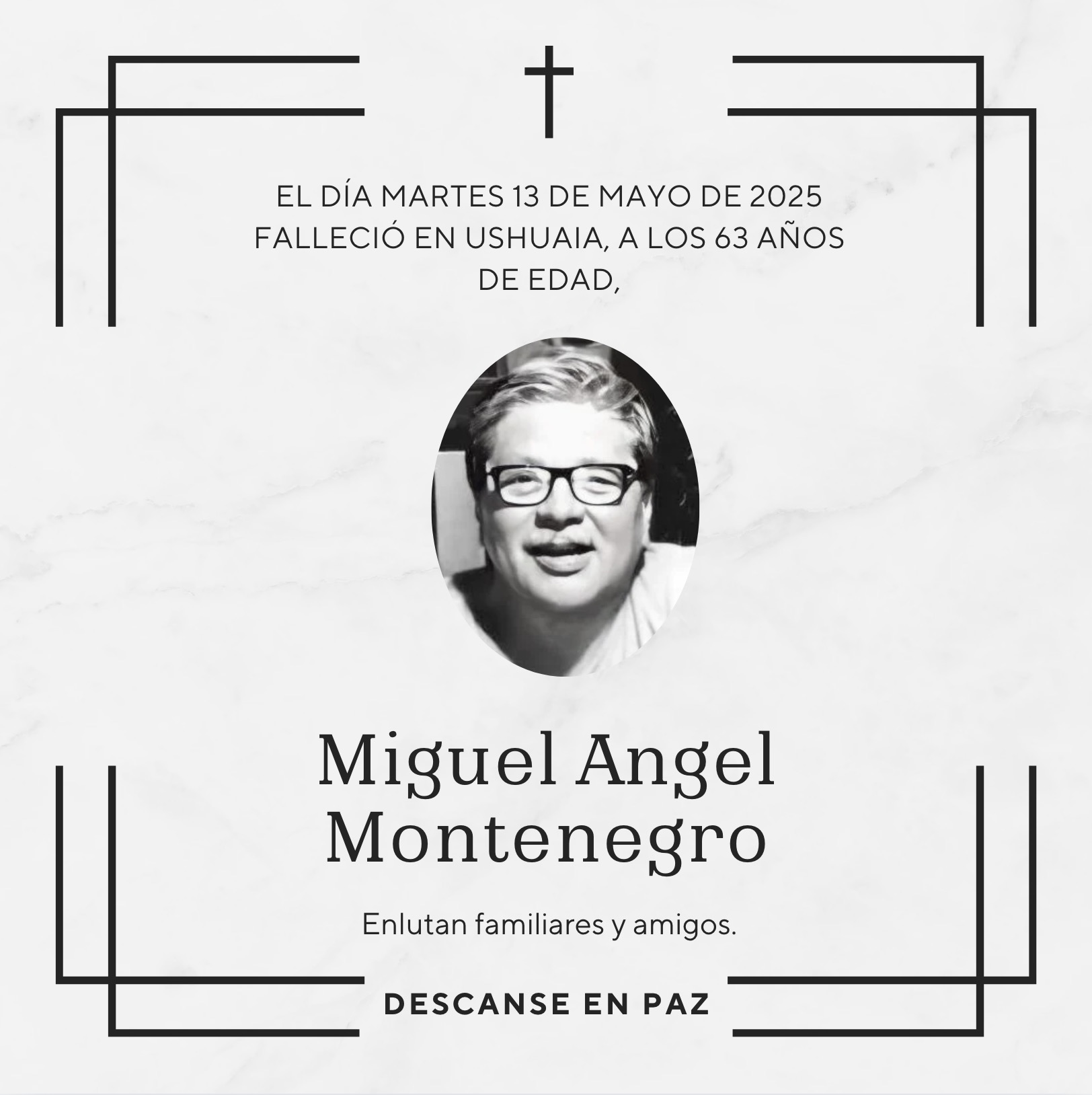 Fallecimiento | Miguel Angel Montenegro.